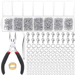 Paxcoo 1500Pcs Silver Jump Rings with Lobster Clasps and Jewelry Pliers for Jewelry Making Supplies Findings and Necklace Repair