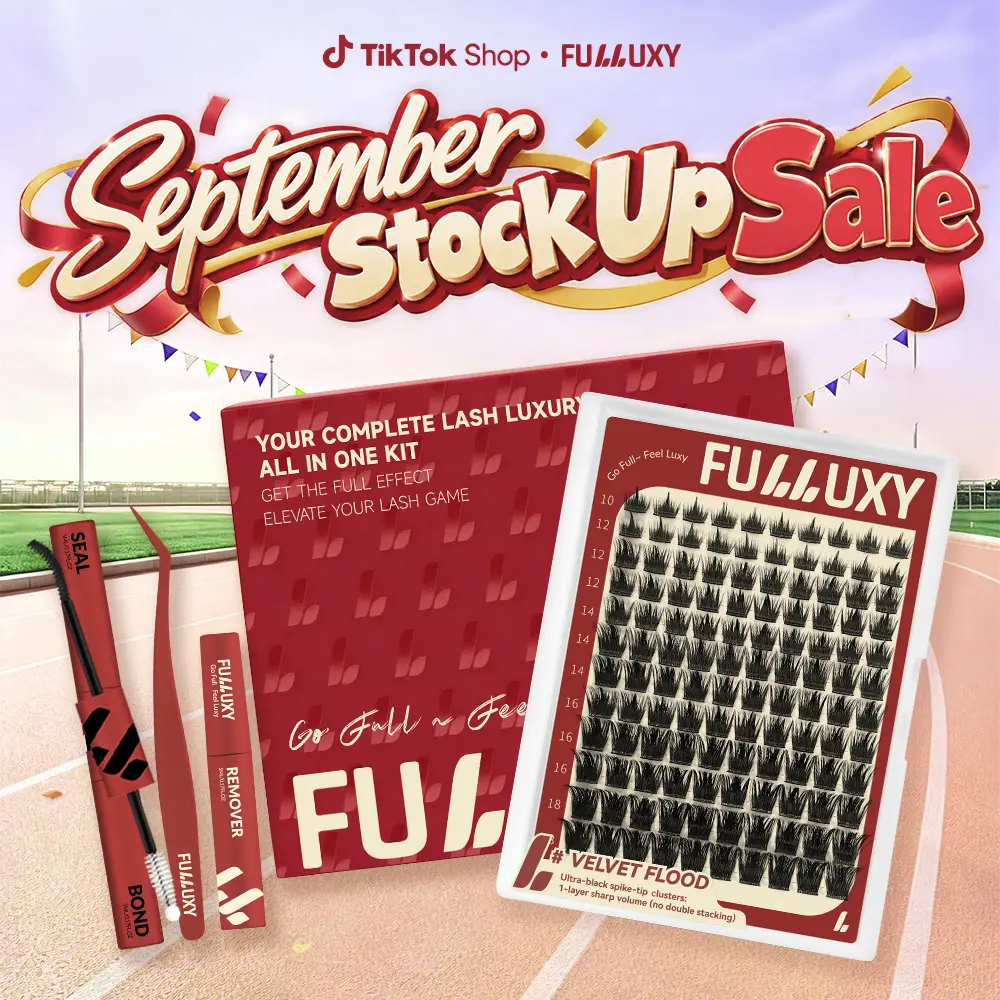 Fulluxy Velvet Flood | Signature Spike Lashes No Stacking Needed, Long-Lasting & Easy DIY | Complete Set with Glue Remover & Tweezer for Beginners | One Layer = Bold, Luxe Volume