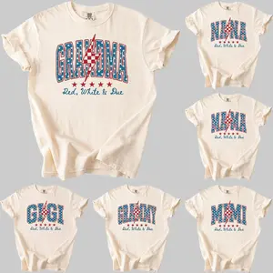 Custom Comfort Color American Mama Red White and Due Shirt, Personalized Grandma T-Shirt, Patriotic Maternity Mimi Lolli Nana Gigi Lala Tee