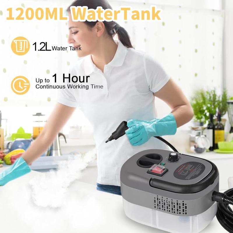 Pressurized Handheld Multi-Surface Natural Steam Cleaner with 14 Accessories, Powerful Chemical-Free Steam Cleaner, Suitable for Home and Cars, Cleaning Washing Machines, Air Conditioners, Kitchens, Summer Appliance Cleaning Tool. Home Use.