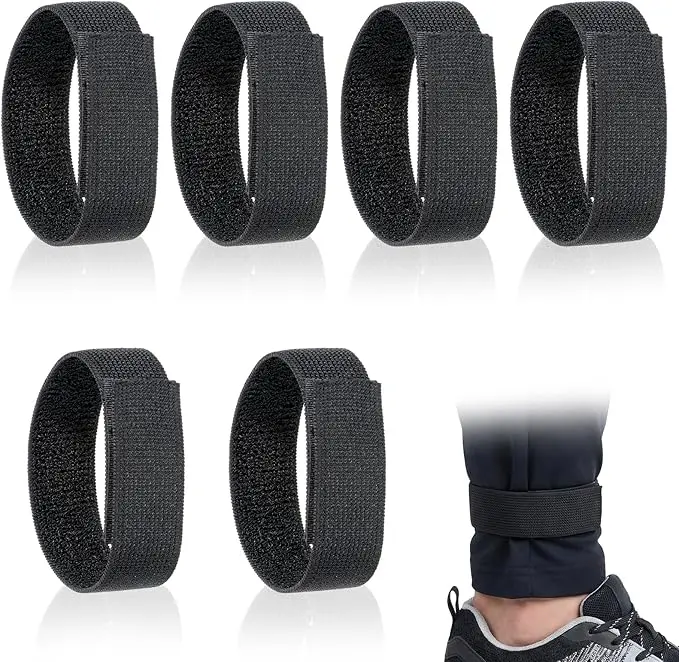 6 PCS Adjustable Ankle Straps, Elastic Boot Bands, Boot Blousers, Cowboy Boot Straps, with Hook and Loop, for Hiking Hunting Cycling Outdoor, 1 inch Wide (Black)
