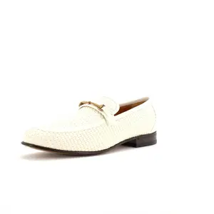 Pre-owned Gucci Men's Horsebit Loafers Woven Leather by Rebag