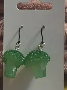 Realistic Broccoli Dangly Plastic Earrings