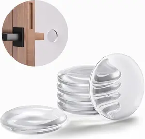 Door Knob Wall Protector, Round Wall Protectors from Door Knobs, Clear Rubber Door Stop for Doors Handle, Shower Door, Self Adhesive