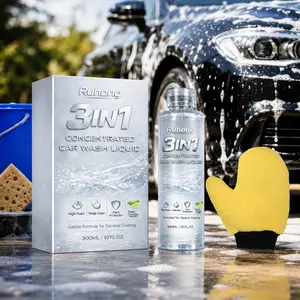 Concentrated Car 300Ml Wash Liquid High Foam Deep Clean Ceramic Coating Safe Paint Protection Glossy Shine Easy Rinse Exterior Cleaner Wash Mitt Kit For Cars SUVs Trucks Auto Detailing