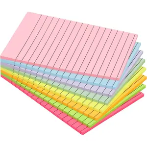 Lined Sticky Notes, 8 Pads, 4x6 inches Bright Sticky Note Pads with Lines, Colorful Self-stick Note Pads, Perfect for Office Home School Desk Accessories, 35 Sheets/pad - Vibrant Colors