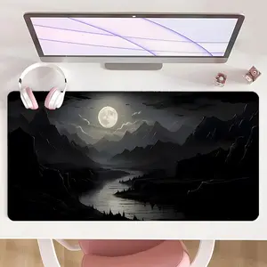 [Gaming Mouse Pad] Moonlit Gothic Night Extra Large Computer Mouse Pads For Desk XXL Mouse Pad For Laptop Extended Mouse Pad With Non-Slip Rubber Base Stitched Edge For Home Office And Holiday Gifts Gaming Desk Accessory