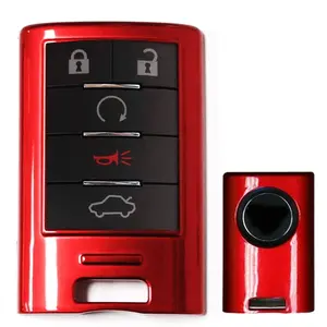iJDMTOY Exact Fit Gloss Metallic Red Smart Remote Key Fob Shell For Cadillac ATS CTS DTS XTS Escalade, For Chevrolet C7 Corvette, etc