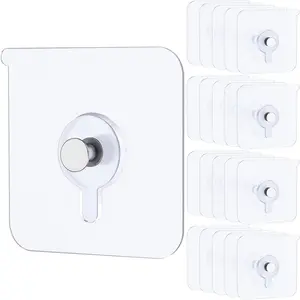 Heavy Duty Adhesive Wall Hooks 20 Pack No Drill Picture Hangers for Frames & Decor, Strong Sticky Hooks Hold 20 lbs, Nail Free Wall Mount Hooks for Bathroom, Kitchen & Home Organization