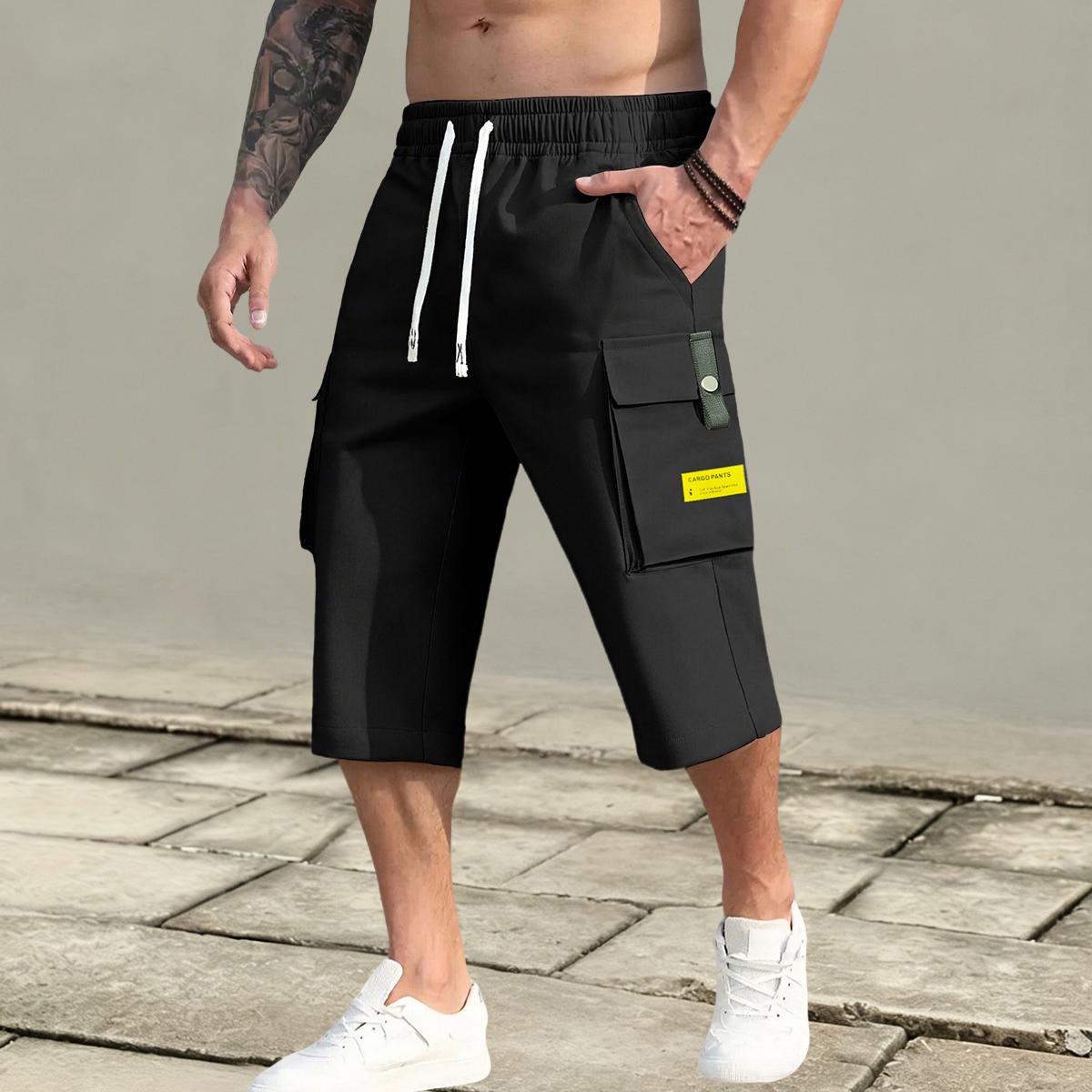 Pack of 5 men’s cargo shorts with an adjustable drawstring elastic waistband design, multiple practical pockets, flap side cargo pockets with large capacity, a casual, versatile style—an ideal everyday casual gift for a street-style boyfriend.