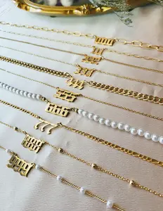 Gold -Silver Angel Number Gold Statement Chain