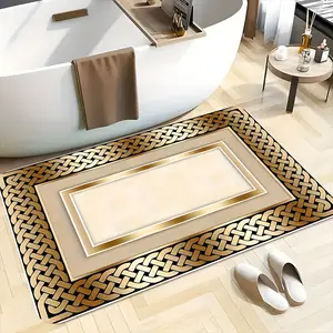 European Gold Classical Luxury Bathroom Mats, Elegant Bathroom Carpets, High-end Design Bathroom Highly Absorbent Floor Mats, Anti-slip Quick-drying Soft Carpets, Suitable for Multi-scenario Shower,Bathtub , Outdoor Door Mats, Bath Rug