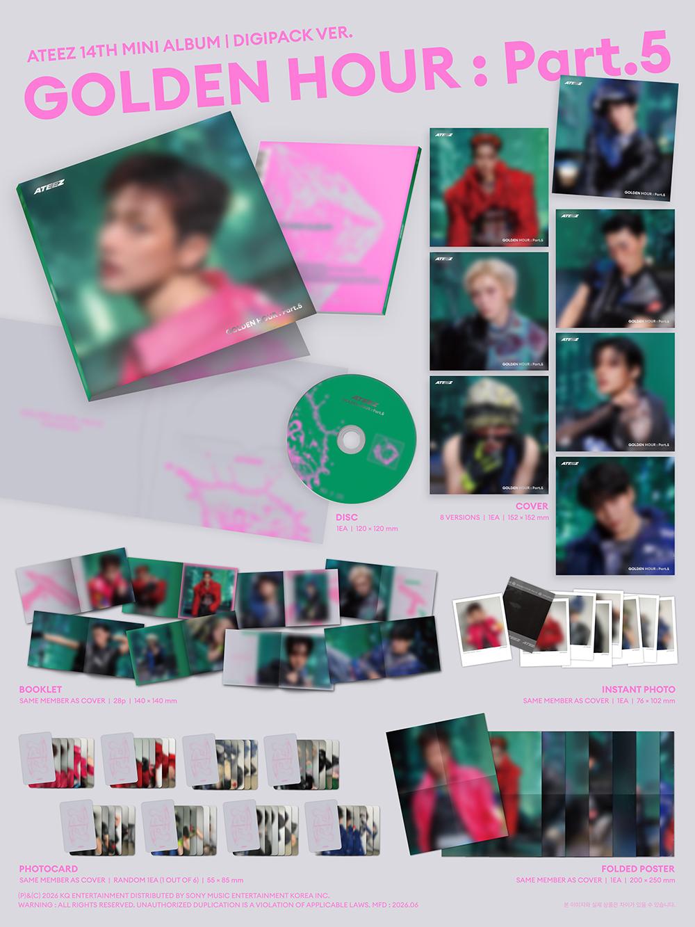 ATEEZ Band GOLDEN HOUR: Part.5 Music CD, Digipack Version