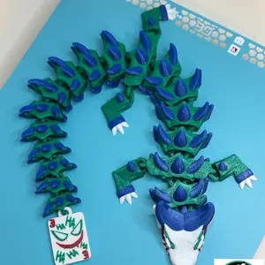 Joker Inspired Dragon 3D Print Green and Blue Colorful Design with Joker Card Theme statue figurine