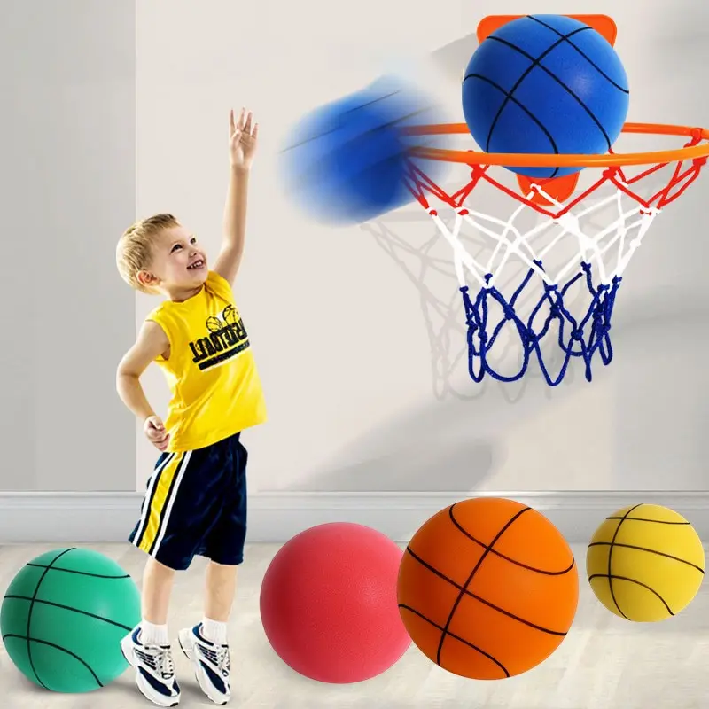 Quiet Foam Basketball Set, Soft High-Resilience PU Material, Indoor Quiet Training Ball, Ideal for Home Practice, Perfect for Family Use, Low Noise Basketball, Silent Indoor Basketball