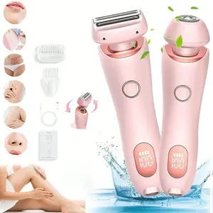 Electric Body Hair Shaver for Women, Painless 2-in-1, Women's Legs Under arm Face pubic Hairs, Hair Removal Device, Bikini Trimmer, Intimate pubic trimmer, wet or dry use, Waterproof Rechargeable Trimmer
