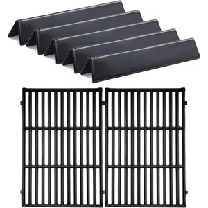 7638 7639 Cast Iron Grill Grates Gas  for Weber Spirit 2 E-310, S-310,GS4 Spirit II 300 E-320 S-320, 7636 15GA Flavorizer Bars Porcelain Steel Grids BBQ Grill Replacement Accessories 17"