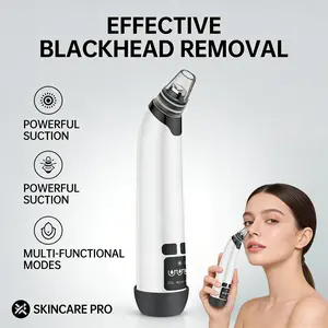 Electric Blackhead Device, USB Rechargeable Hot Compress Beauty Device, With 4 Replaceable Cleaning Heads, Deeply Cleans Dirt And Impurities, Suitable For Facial Vacuum Care Massage Blackhead Device, Perfect Gift For Home Use