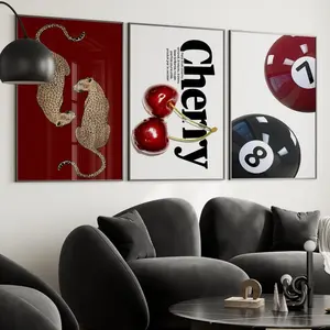 Trendy Wall Art Prints: Leopard, Cherry, Billiard Ball  #357