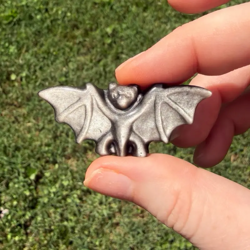 Silver Sheen Obsidian Crystal Bat