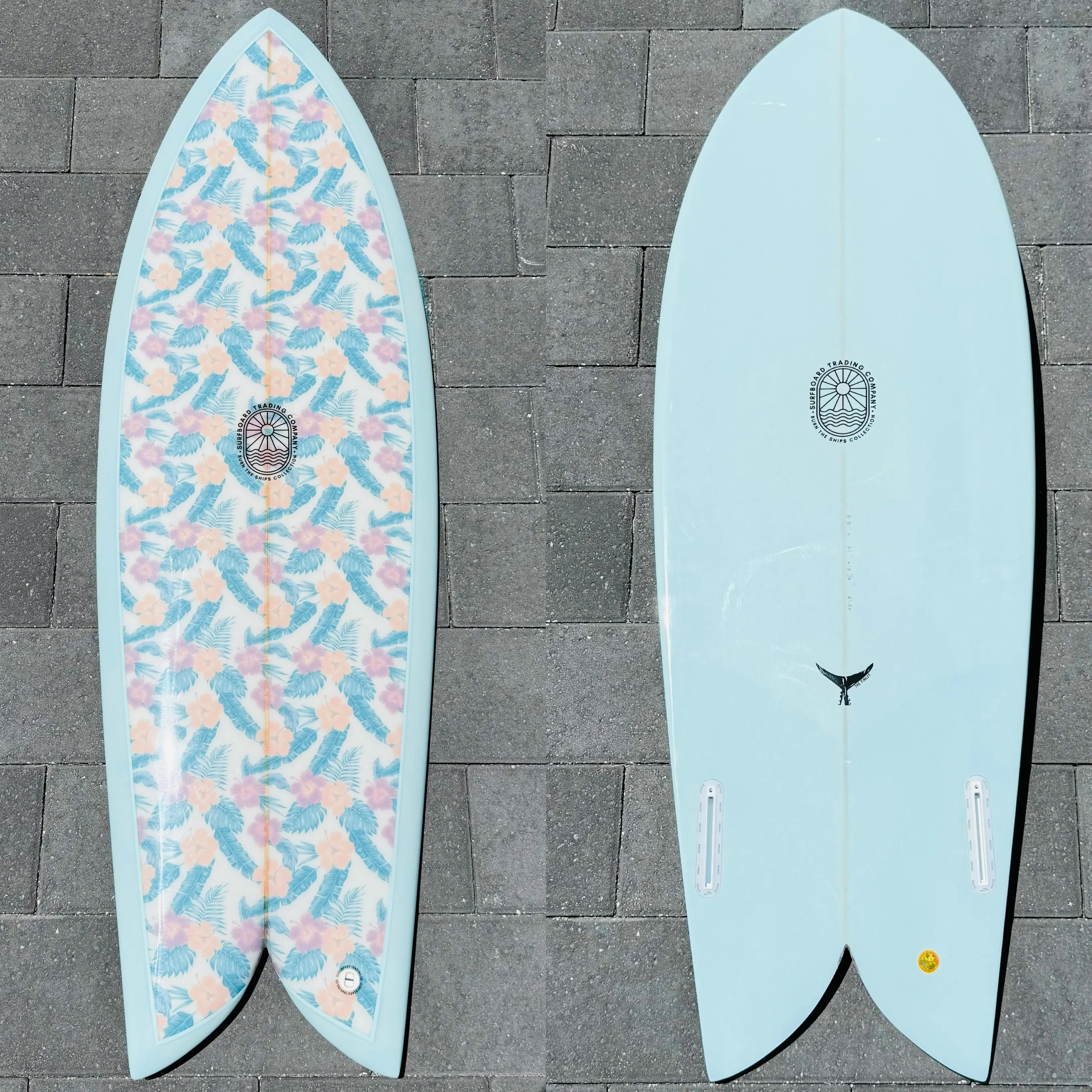 5’5” The Finlet Twin Fin Fish Surfboard - Floral Cutlap
