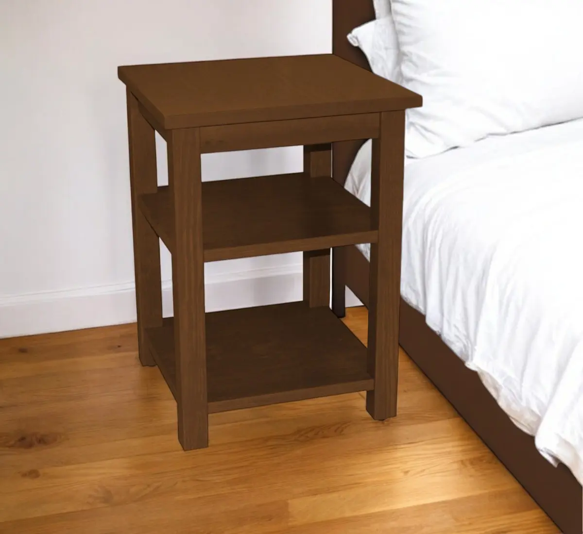 212 MAIN 28 in. Casual Square Pine Brown Solid Wood Nightstand - Bedroom Side Table, Bedroom Table (Model 548313), Side Tables