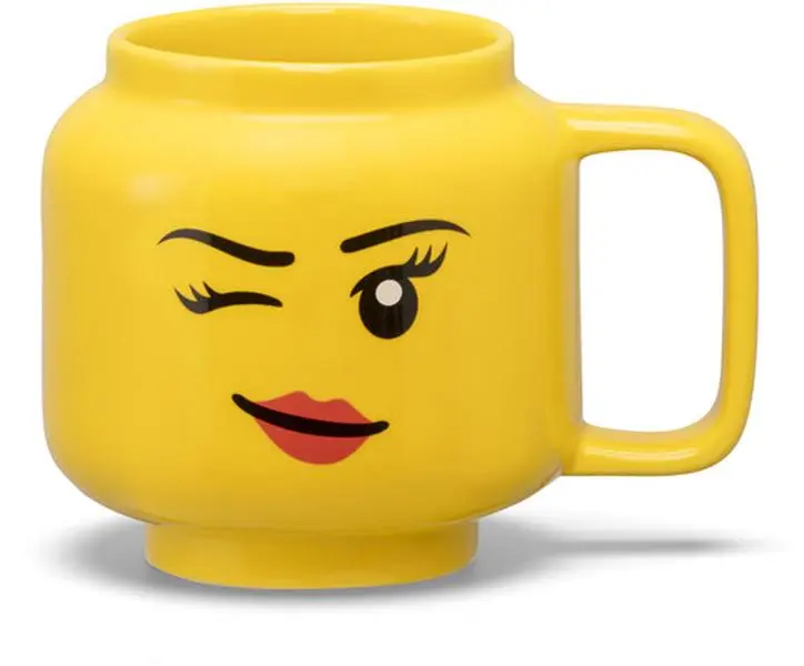 LEGO Small Winking Girl Ceramic Coffee Mug, 9 Oz (Boxed) - Collectible Figurine-Themed Building Brick Accent [SPECIAL PRODUCTS]