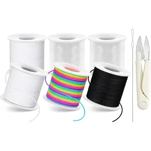 8pcs Elastic String Bracelet Making Kit, Stretchy Bracelet String (786 ft Total), 6 Rolls 1mm Stretch Cord with Scissors & 0.6mm Needle Threader for Beading and Jewelry Making.