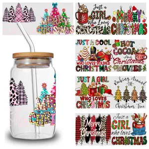 5 Sheets Christmas Movies UV DTF Stickers UV DTF Stickers Religious Heart Glass DTF Transfer Stickers Decoration Supplies Artwork