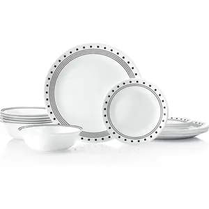 Vitrelle 18-Piece Service for 6 Dinnerware Set Triple Layer and Chip Resistant, Lightweight Round and Set, City Block
