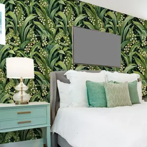 Tropical Leaf Pattern Wallpaper, Self Adhesive Wall Sticker, Decorative Wall Sticker for Home Bedroom Living Room Study Room