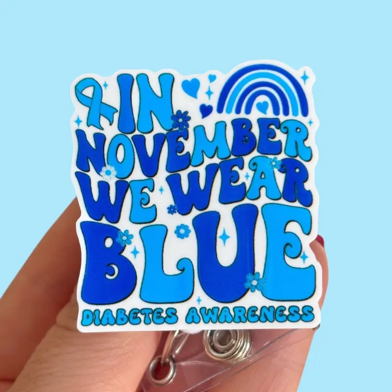 Glitter My Badge Diabetes awareness ghost badge reel for nurse and hospital workers. Badge clip Badge pull - Retractable swivel clip with a 360 rotation. Great gift for coworker.