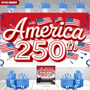 1pc Horizontal American 250th Anniversary Banner Tapestry 2026, Double-Sided Soft Fabric Wall Hanging for Indoor Outdoor Party Decor, Patriotic Gift for Historical Celebration & Room Decoration