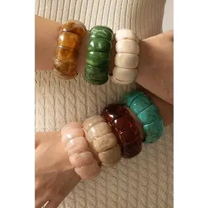 Color-Block Acrylic Stretch Cord Bracelet