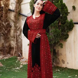 Elegant Black & Green Black &red Thobe  Made out of high quality Crepe fabric with Creative Embroidery design with attractive colors Modest Dress Womenswear Islamic Clothes