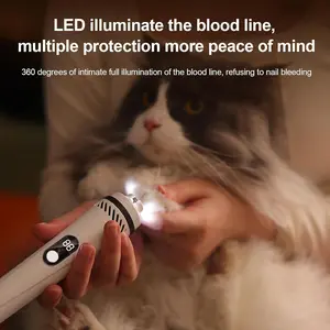 Electric pet nail grinder, USB charging, with LED light, vacuum nail trimmer, suitable for cats and dogs, pet home safety beauty tools
