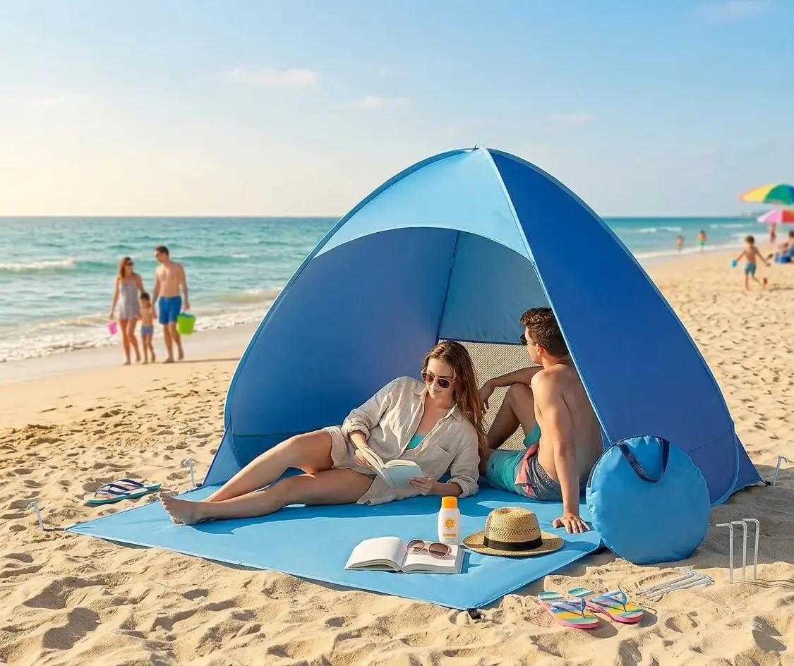 Instant Pop Up Beach Tent - Portable Sun Shelter for Couples