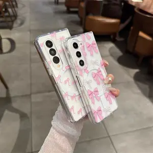 Ins creative full-screen bow designs are suitable for Samsung ZFold7 phone cases, folding screen ZFold6/5 magnetic protection covers, ZFold4 transparent anti-drop shells, ZFold3 full-body W24 personalized female clamshell cases