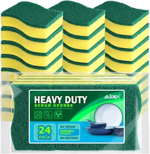 Heavy Duty Scrub Sponge-24Count, Cleaning Scrub Sponge, Stink-Free Sponge, Effortless Cleaning Eco Scrub Pads for Dishes,Pots,Pans All at Once