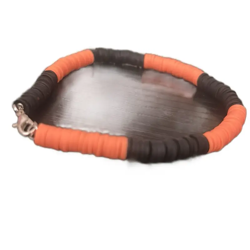 Bengals Themed Bracelet - Orange & Black Rope Design with Metal Clasp