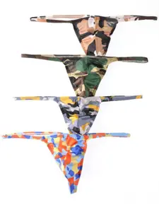 Men's Low Waist Sexy Comfortable Breathable Camouflage U-Shape Pouch T-Pants, Trendy Thin Strap Thong Underwear for Men