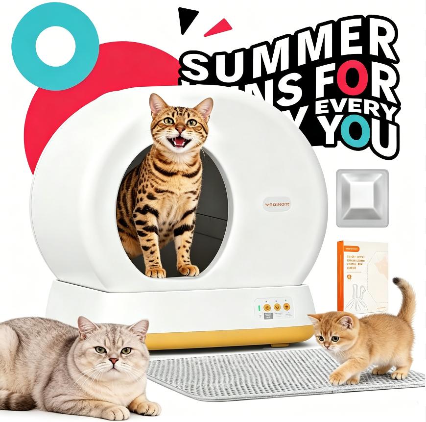 Meowant Automatic Cat Litter Box - Self-Cleaning Litter Tray, Odor Removal, APP Control, Included Mat & Liner, Ideal Gift for Cat Lovers (Pet Supplies), Automatic Litter Box