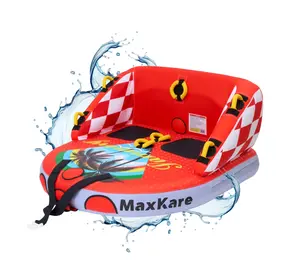 Towable Tube with Dual Tow Points, Waterskiing Towables for Outdoor, 1- 2 Riders, Max 450lbs, Red