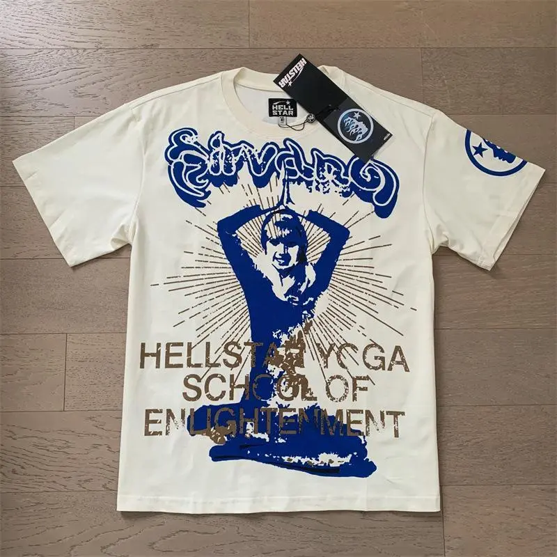 Hell Star INS same vintage printed top — men’s and women’s casual trend cotton washed short-sleeve crewneck oversized streetwear for summer Hell Star INS same vintage printed top — men’s and women’s casual trend cotton washed short-sleeve crewneck oversized streetwear for summer