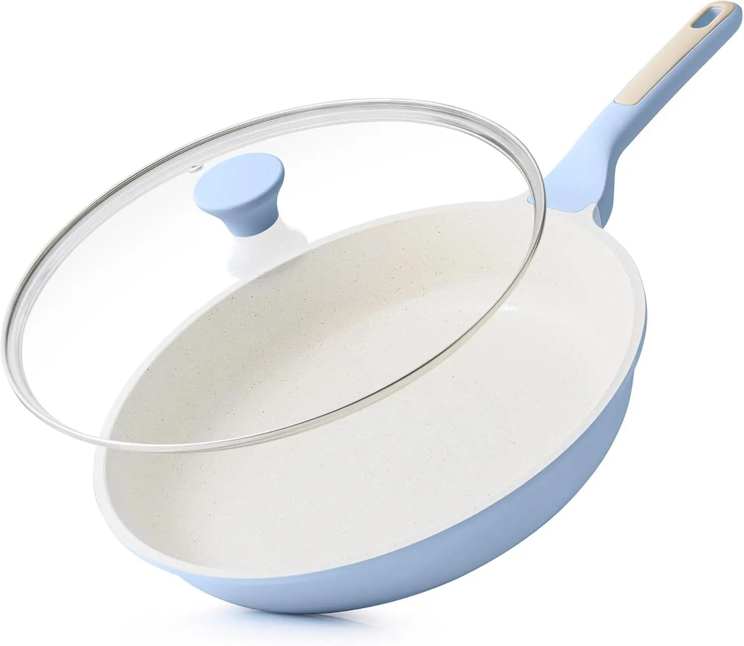 The Pan That Cooks Like Magic! 12.5" Ceramic Nonstick Skillet with Lid - 100% PFAS & PTFE Free, Works on Induction. Healthy Cooking Without the Toxic Coating. Your Eggs Will Never Stick Again!