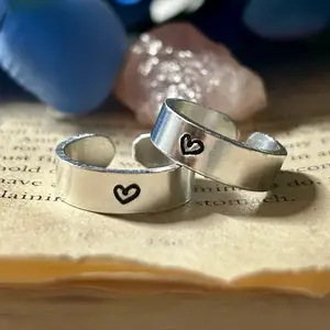 Minimalist Heart Ring with Hidden Initial Option | Adjustable | Sizes 3-16, Half Sizes Included