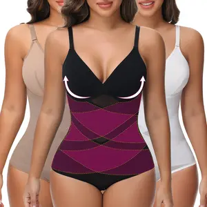 Womens Shapewear Bodysuit Tummy Control Shapewear Thong Backless Body Shaper Sexy Deep V-Neck Body Suit，Ladies Adjustable Spaghetti Straps Waist Shaper Belly Shaping Underwear Black Beige White Plus Size S-3XL
