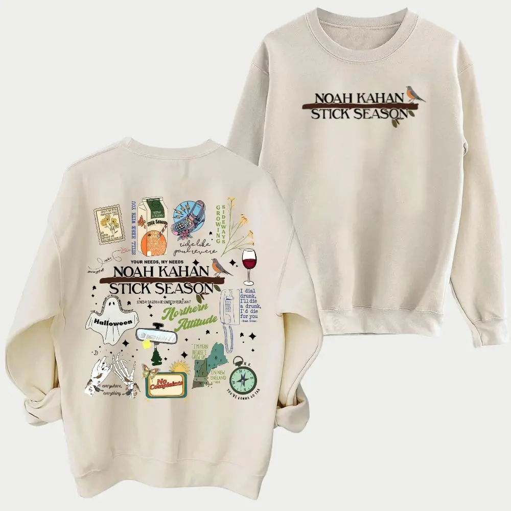 Stick Season T-Shirt Sweatshirt Hoodie, Noah Kahan Album Graphic Collage, Unisex Pullover for Indie Music Fans and Aesthetic Lovers