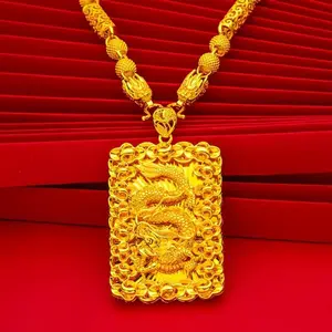 Popular & premium  the choice of the elite Cool And Handsome Golden 24K Gold Plated Copper Pendant Necklace, Dragon Pendant, for Men, Father'S Day, Christmas, Valentine'S Day Gift, for Father, Husband, Son