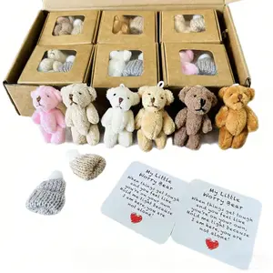 Roioiow 6-Piece Set My Little Worry Bear Plush Toy, Includes Greeting Card & Box, Perfect Gift for Friends Family Colleagues Kids, Teddybear Stuffed Animal